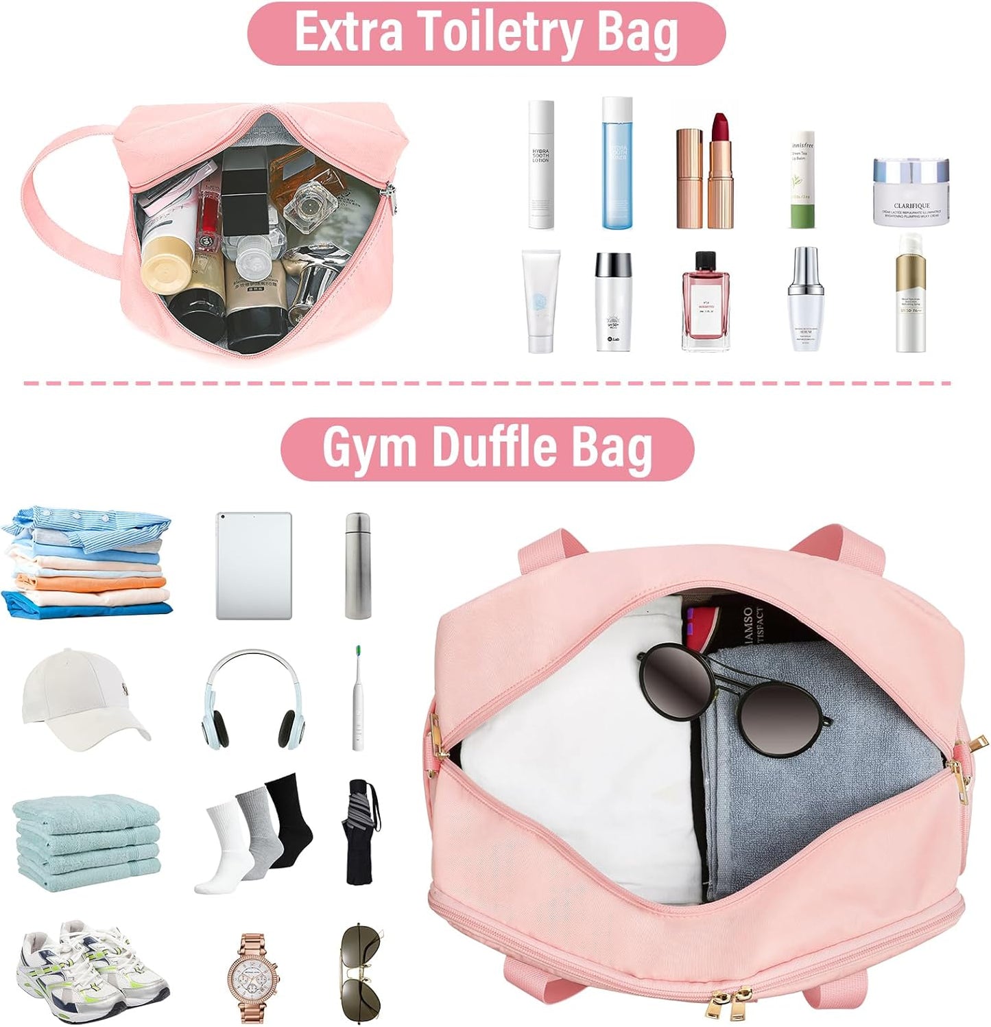 Gym Bags for Women Sport Duffle Workout Bag with Shoe Compartment and Dry Wet Pocket Womens Gym Bag with Yoga Mat Holder