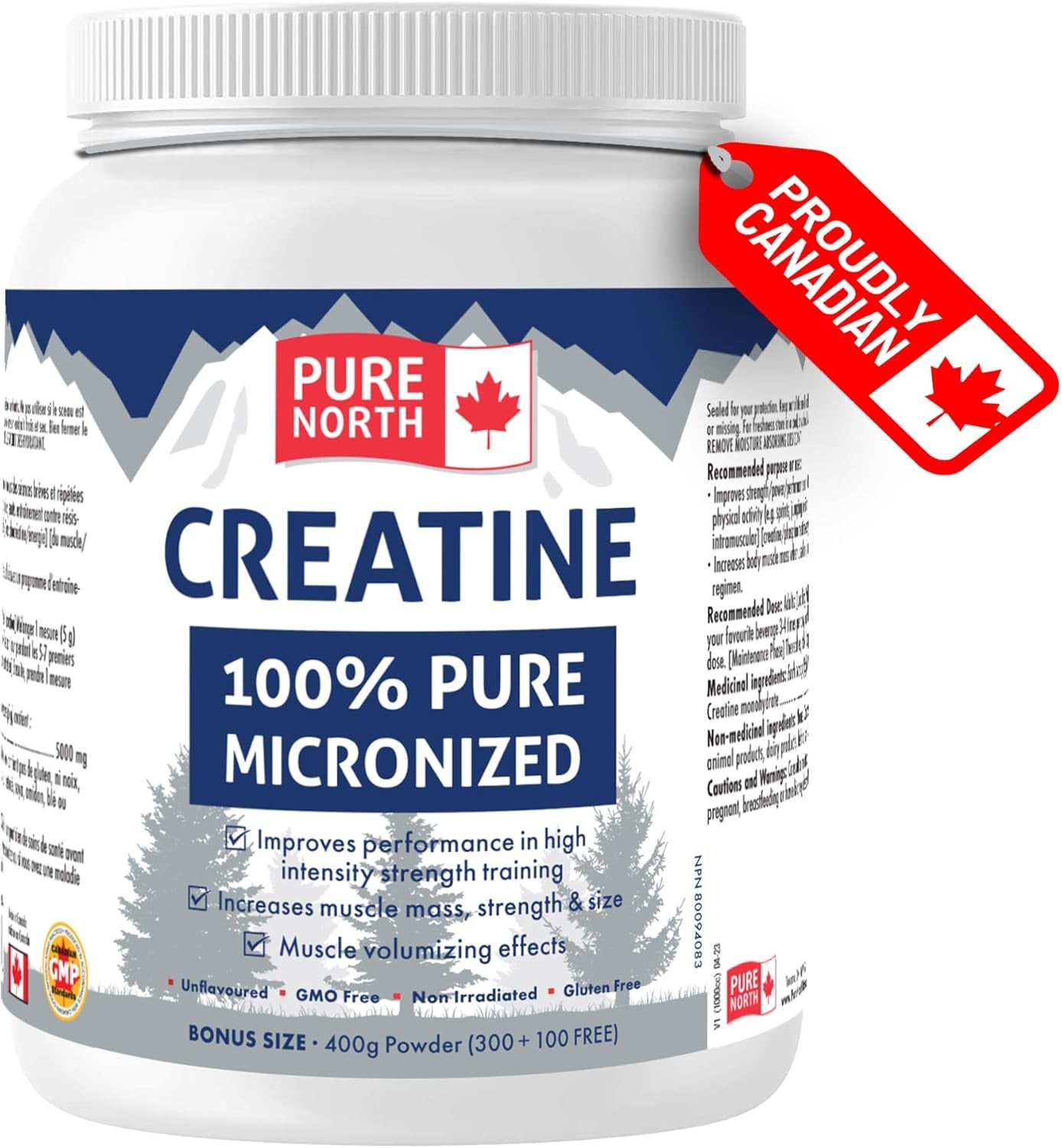 - Creatine 100% Pure Micronized 400G Powder 80-Servings - Improve Muscle Mass, Strength and Size - Improve Training Performance - 3Rd Party Tested - Formulated & Made in Canada