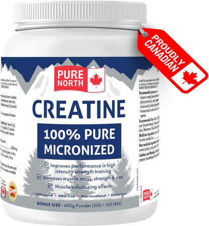 - Creatine 100% Pure Micronized 400G Powder 80-Servings - Improve Muscle Mass, Strength and Size - Improve Training Performance - 3Rd Party Tested - Formulated & Made in Canada
