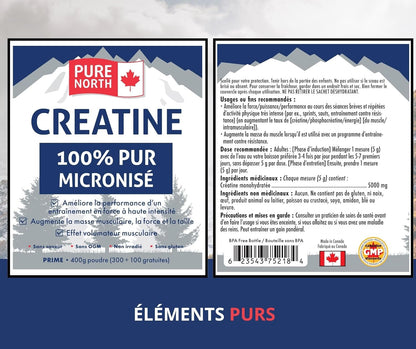 - Creatine 100% Pure Micronized 400G Powder 80-Servings - Improve Muscle Mass, Strength and Size - Improve Training Performance - 3Rd Party Tested - Formulated & Made in Canada
