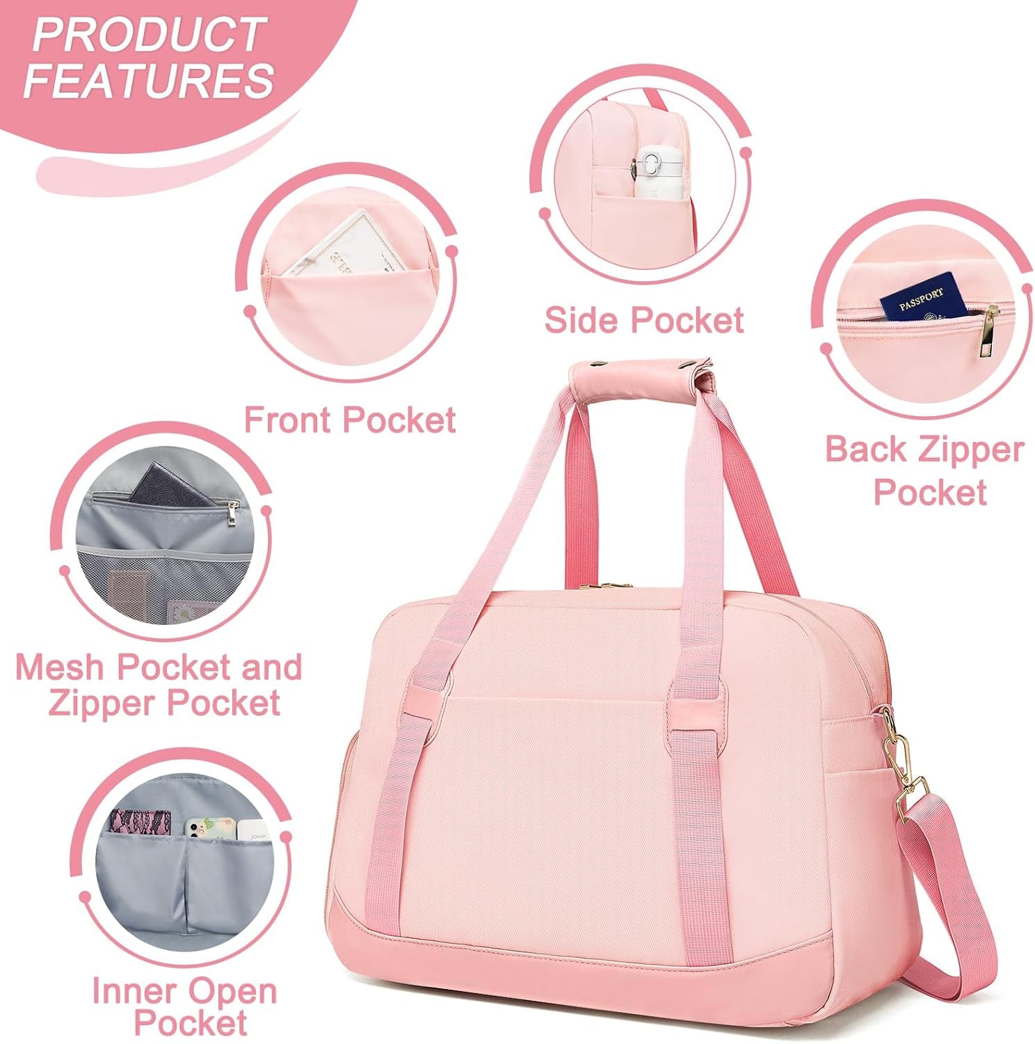 Gym Bags for Women Sport Duffle Workout Bag with Shoe Compartment and Dry Wet Pocket Womens Gym Bag with Yoga Mat Holder